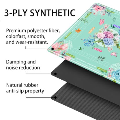 mahjong mat for table with Drawstring Bag/31.5Inch/american mahjong table cloth with rules mats,Noise Reduction Anti-Slip game mat for table,for Mahjong/Poker/Board Games/Card Games/Dominoes (blue) - color: Light Green