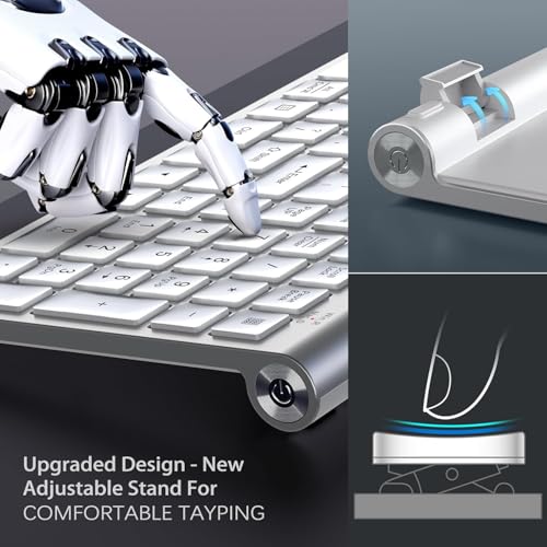 JOYACCESS Wireless Keyboard and Mouse, Ergonomic,Dustproof and Portable Wireless Keyboard with Number Keypad, Adjustable DPI Computer Mouse for Laptop,PC, Windows-Silver White - color: silver