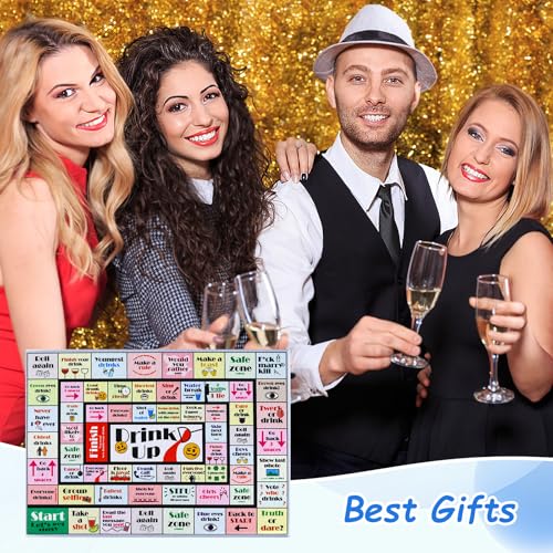 Fofeadm Drinking Board Games for Adults, Rubber Mat Drinking Board Game, Funny Party Interactive Drinking Games for Game Night, Birthday, Family Play or Any Occasion, Age 21+, 2-8 Players