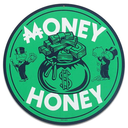 Hasbro Monopoly Money Honey Metal Wall Art | Fun Monopoly Sign for Game Room, Home Theater, or Office - color: Green