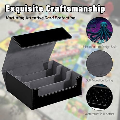 DEGDFSGR Card Game Storage Box for TCG MTG Commander Deck Box MTG Card Box Organizer Trading Card Case Magnetic Closure Creative Pattern Up to 2400 Cards, Giant Octopus In Neon Sunset - color: Giant Octopus In Neon Sunset