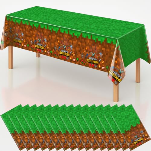 16Pcs Pixel Miner Party Decorations Tablecloth, 54" x 108" Gamer Birthday Tablecloth Disposable Plastic Pixel Gaming Birthday Decorations Table Cover for Kids Gamer Party Supplies - color: Pixel, size: 16 Pack