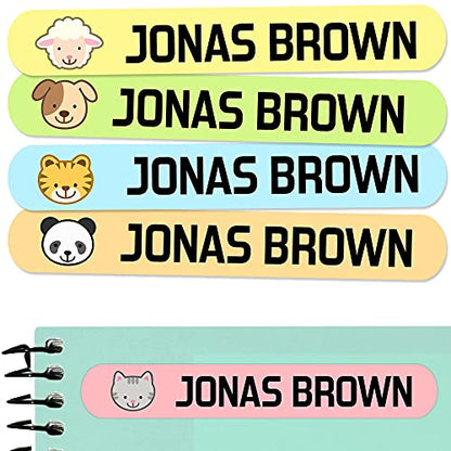 50 Personalized Adhesive Labels to Mark Objects 2.3 x 0.4 in. Waterproof Stickers to Mark School Supplies, Books, kindergartens Goods, Summer Camps, Children's Toys, etc. - color: Animals