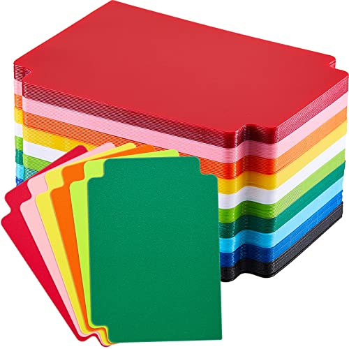 100 Pcs Trading Card Dividers Plastic Card Dividers, Frosted Separator with Tabs Standard Vertical Compatible with Games Sports TCG, 2.7 x 3.8 Inches (Multicolor) - color: Assorted Colors: White, Black, Dark Green, Light Green, Pink, Dark Blue, Light Blue