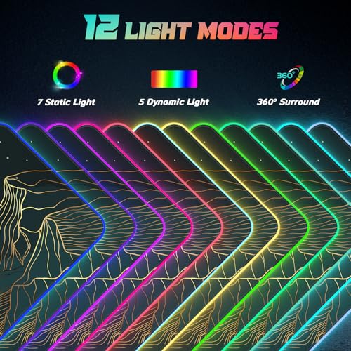 ITNRSIIET RGB Gaming Mouse Pad, Full Desk XL Extended Large Gaming Mousepad, 12 Lighting Modes 30% Thicker Big LED Desk Mat for Gamers, 32 x 12 inches, Starry Sky Mountain Moon - color: Starry Sky Mountain Moon