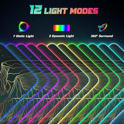 ITNRSIIET RGB Gaming Mouse Pad, Full Desk XL Extended Large Gaming Mousepad, 12 Lighting Modes 30% Thicker Big LED Desk Mat for Gamers, 32 x 12 inches, Starry Sky Mountain Moon - color: Starry Sky Mountain Moon