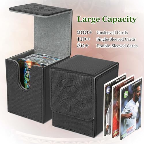 Arkeiliy MTG Deck Box with 50 Pcs Card Sleeve, 110+ Card Storage Leather Deck Box for Magic Commander, Collectible Trading Card Cases (4 Pack III) - color: 4 Pack III