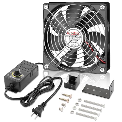 Wathai 120mm x 25mm Small Box Muffin Fan Dual Ball with AC 110V - 120V Speed Controller for Doorway, Room to Room, Wood Stove, Fireplace, Circulation Projects - style: 1225