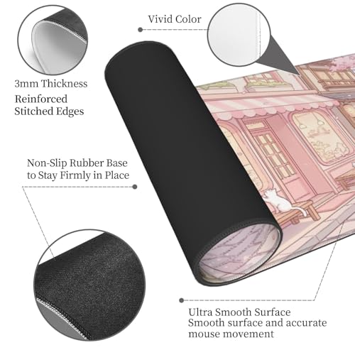 Extended Gaming Mouse Pad, Large Mouse Mat, XL Desk Pad for Keyboard and Mouse, Non-Slip Rubber Base & Stitched Edges for Gamer Office 31.5x11.8 in - color: 14