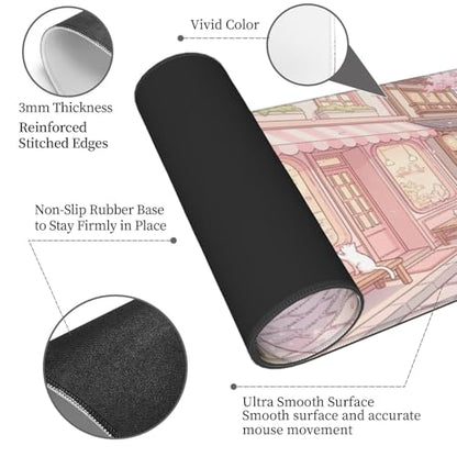 Extended Gaming Mouse Pad, Large Mouse Mat, XL Desk Pad for Keyboard and Mouse, Non-Slip Rubber Base & Stitched Edges for Gamer Office 31.5x11.8 in - color: 14