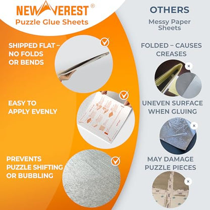Newverest 6-Pack Puzzle Glue Sheets 10×10″ – Preserve & Display 1 × 1000-Piece Jigsaw Puzzles – Peel & Stick Puzzle Saver with 2 Adhesive Hangers – No Glue, No Mess, Ships Flat, Gift-Ready Box - color: Pack of 6