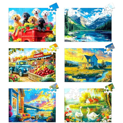 6 Pack 36 Piece Large Puzzles for Seniors Dementia Alzheimer's Puzzle Products Memory Activities for Elderly Adults Cognitive Easy Games Jigsaw Puzzle Gifts with Beautiful Scenic & Animal Art