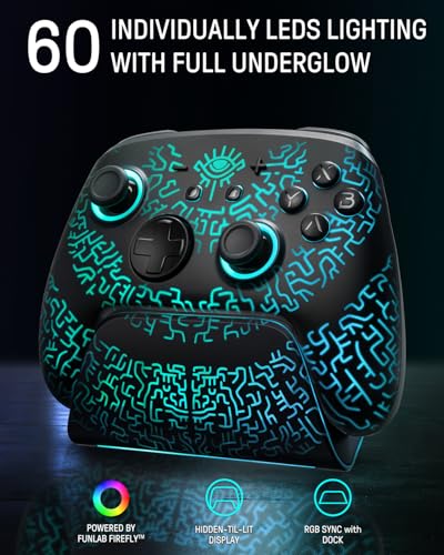 Switch 2 Pro Controller Wireless with Charging Dock, Hall Effect Controller for Switch 2/Switch/OLED/Steam Deck, Luminex Bluetooth Controles with Hidden Glow LED, One-Button Wake-Up, Back Paddles - color: 초록색.