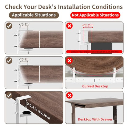 Under Desk Cable Management Tray, Expandable 25.2"–38.6" Cable Tray, White | No Drill Cable Management with Clamp Mount,Heavy Duty Carbon Steel Desk Cable Organizer,Wire Management for Office Home - color: White