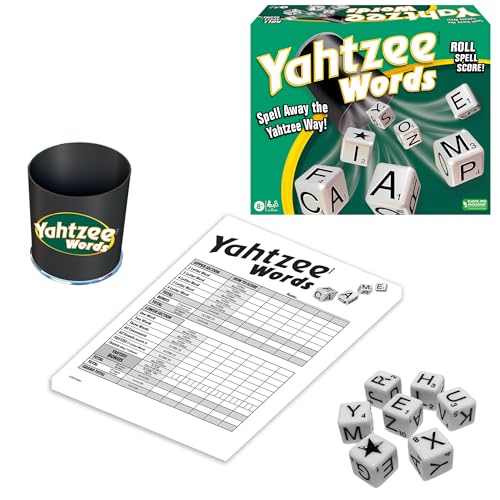 Winning Moves Yahtzee Words, Family Word Game Version of Yahtzee | with Dice Cup, 2 or More Players, Ages 8+