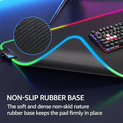 KTRIO RGB Large Gaming Mouse Pad, 31.5 x 15.7 in, RGB Black, XXL | Smooth Micro-Weave Surface, RGB Lighting Design, Non-Slip Rubber Base, Durable Stitched Edges, Office & Home Use - color: RGB Black, size: 31.5l X 15.7w Inches