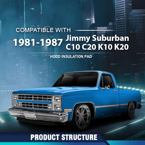PIT66 Hood Insulation Pad Compatible with Chevy GMC Pickup Truck Jimmy Suburban 1981-1987 - style: 1981-1987 Chevy/GMC