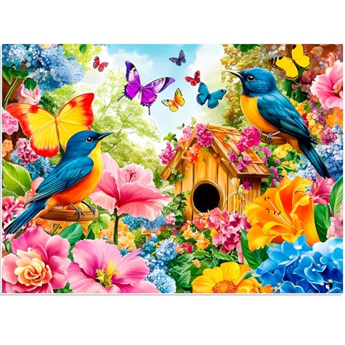 300 Piece Jigsaw Puzzle for Adults, Birds Flower Puzzles 300 Pieces for Adults Fit Together Perfectly, Challenging Puzzle for Friends Family Activity Game Nights- Finished Size 20.5×15 - style: Birds