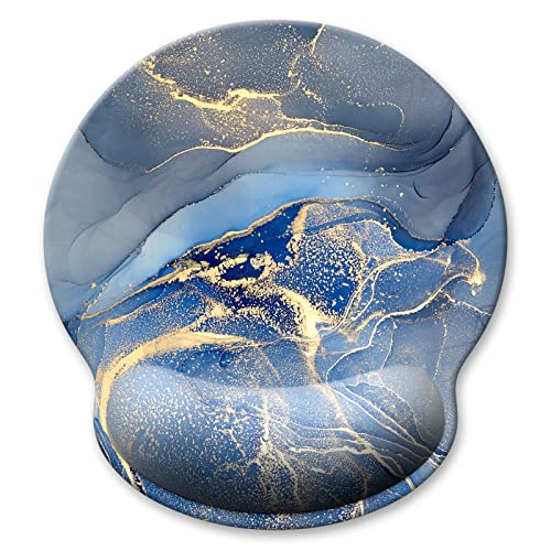 Ergonomic Mouse Pad with Wrist Support, Marble Style Memory Foam Wrist Rest Mouse Pads, Cute Computer Laptop Office Accessories Decor, Pain Relief Mousepad for Gaming Work Men Women, Gray - color: Gray Marble