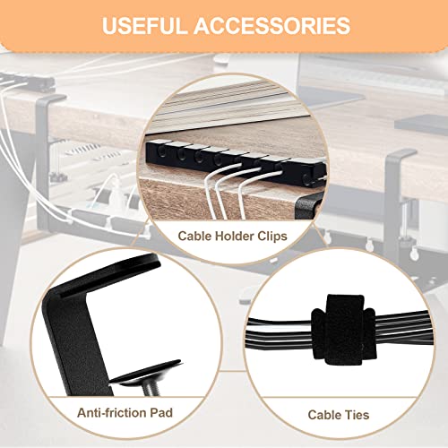 Shikha Cable Management Under Desk, Adjustable Cable Organizer with Adhesive Cable Holder Clips, Reused Cable Ties. Stable & Durable.(Black) - color: Black, size: 12-21.6"-1 Pack