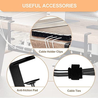 Shikha Cable Management Under Desk, Adjustable Cable Organizer with Adhesive Cable Holder Clips, Reused Cable Ties. Stable & Durable.(Black) - color: Black, size: 12-21.6"-1 Pack
