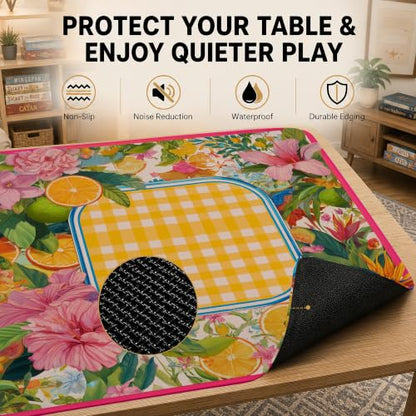 Mahjong Mat–31.5 x 31.5 Tropical Flower American Mahjong Table Mat, Non Slip Noise Mahjong Gaming Table Cover for Mahjong, Poker, Card, Board Tile Games - color: Tropical Flower