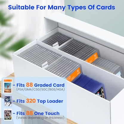 Pulchra 6 Pack Trading Graded Card Storage Box - 2 Rows Graded Card Case Holds 88 PSA Slab Cards, Graded Card, Cardboard Holder Organizer Boxes with Dividers for Sport Cards PSA/GMA/CSG/SGC/HGA/MTG - size: 6 Pack, style: 2 Row