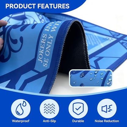 Mahjong Mat with Rules 31.5" x 31.5" Neoprene Rubber Square Blue Gaming Mat - Anti-Slip, Noise Reduction Durable & Easy to Clean for Mahjong Tiles, Poker, Dominoes & Board/Tile Games (Blue) - color: Blue