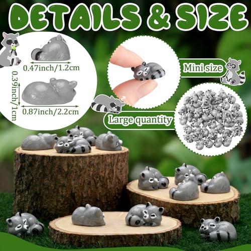 Seenelling 50 Pcs Mini Raccoon Figurine Bulk Resin Miniature Tiny Animals Figures Small Little Cute Raccoon Home Decor for Cabin Lodge Rustic Cake Toppers Desktop Home Decor(Sleep) - style: Sleep