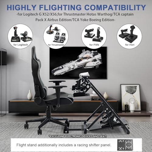 Anman Foldable Flight Simulation Cockpit 3.0 with Fixed Slot Fit for Logitech/Thrustmaster/Hotas Warthog/Fanatec,Electronics Adjustable Fight Sim Mount Pedals, Steering Wheel Not Included