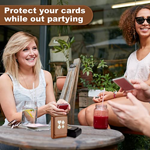 2 Pieces Single Deck PU Leather Playing Card Case Holder Black Brown Deck Holder Playing Card Holders for Adults Box Protector Poker Case Fits Poker and Bridge Size for 3.54x 2.36 Inch Gard
