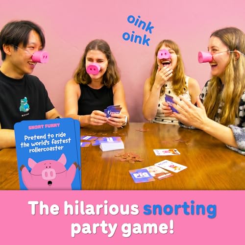 Snort Funny – The Oinkredible You Laugh You Lose Party Game | Family Games for Kids and Adults | 150 Challenge Cards, 5 Pig Snouts & Mud Tokens | Funny Games for Friend & Family, 4-8 Players, Ages 8+ - color: First Edition