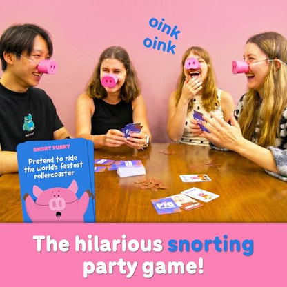 Snort Funny – The Oinkredible You Laugh You Lose Party Game | Family Games for Kids and Adults | 150 Challenge Cards, 5 Pig Snouts & Mud Tokens | Funny Games for Friend & Family, 4-8 Players, Ages 8+ - color: First Edition