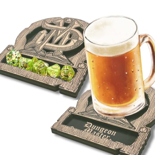 Dungeons and Dragons Dice Tray Coaster - DND Accessories - D&D Game Room Decor - Cute Wood Drink Coasters - Dungeons and Dragons Starter Set Gift - DND Miniatures Dice Tower - Set of 1 Dragon Class - color: Dungeon Master