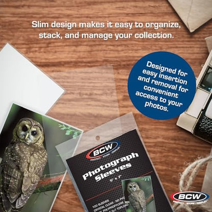 BCW 5x7 Photo Sleeves – 100 ct | Acid Free, No PVC | Soft Clear Plastic Photo Sleeves | Archival Quality | Fits 5x7 Photos & BCW 5x7 Toploaders - size: 100-PACK
