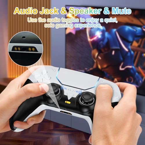 SWVOE Controller for P5, Wireless P 5 Remote Compatible with P 5/PC/Steam Deck, Support Programmable, Vibration, 6-Axis Sensor, Speaker, Mute, and Audio Jack (White)