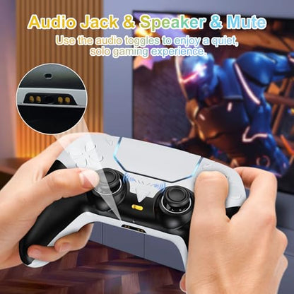 SWVOE Controller for P5, Wireless P 5 Remote Compatible with P 5/PC/Steam Deck, Support Programmable, Vibration, 6-Axis Sensor, Speaker, Mute, and Audio Jack (White)
