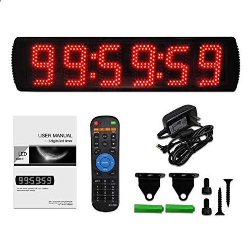 Portable 5 inch High 6 Digits LED Race Clock with for Running Events, Countdown/up Digital Race Timer, 12/24-Hour Clock,LED Stopwatch by Remote Control - style: Remote&APP Control