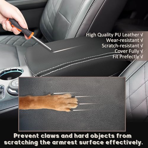 ramuel Center Console Armrest Cover for Ford Explorer 2011-2019 | Anti-Scratch ，Non-Slip ，PU Leather ，Easy Install - size: fpr Explorer 5th Gen
