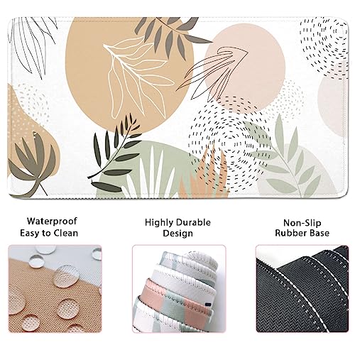 4-in-1 Gaming Mouse Pad Wrist Support Set，Desk Pad + Mouse Pad with Wrist Rest + Keyboard Wrist Rest + Coaster, Ergonomic Design for Home Office Study Game - Plant - color: 4 Pcs Plant