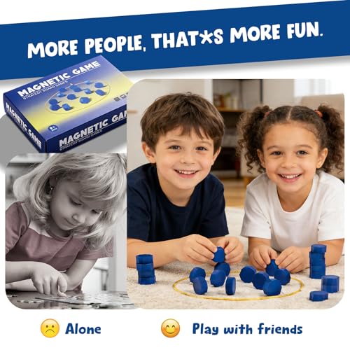 Magnet Game with String, Magnetic Chess Game with Stones, Family Games for Kids and Adults,Kids Board Games for Party & Travel & Camping,Puzzle Strategy Games, 2 Player Games(20PC Stones)