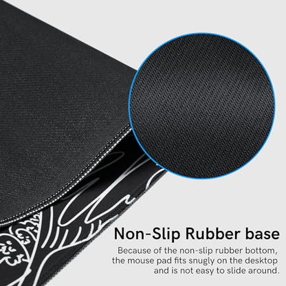 Large Gaming Mouse Pad for Desk,Kanagawa XXL Mouse Pad 35.4x15.7 Inch,Waterproof Desk Pad,Non-Slip Rubber Base Mice Pad,Keyboard Pad Computer Mat,Black Mouse pad - color: Kanagawa(black)