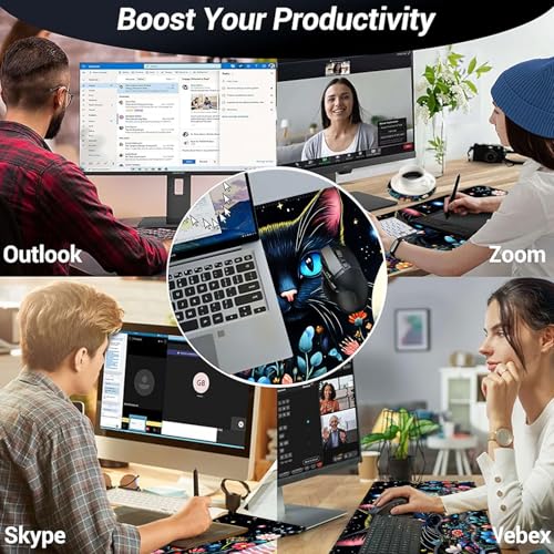 Large Mouse Pad and Keyboard Wrist Rest, Desk Pad for Keyboard and Mouse, 4-in-1 Large Gaming Mouse Pad with Wrist Support, Desk Mat for Home Office Study Game,Black Cat Flower - color: Black Cat Flower