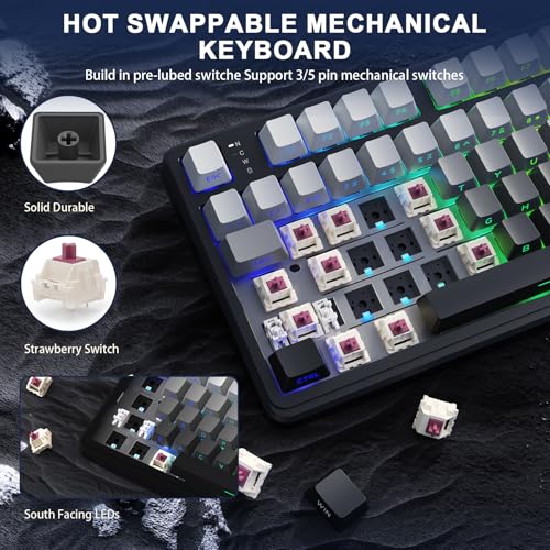 ATTACK SHARK X98 Wireless Mechanical Keyboard,RGB Backlit,Tri-Mode BT5.0/2.4GHz/USB-C Hot-Swappable,PBT Keycaps,Pre-lubed Linear Switches Computer Gaming Keyboard for PC/Tablet/PS5/Xbox - color: Moonlight