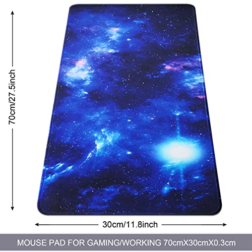 Large Gaming Mouse Pad with Stitched Edges,[27.5x11.8In] Extended Blue Space Mouse Pad with Non-Slip Natural Rubber Base for Gamer/Desktop/Office/Home 70x30 Bluespace04 - color: 70x30 Bluespace04