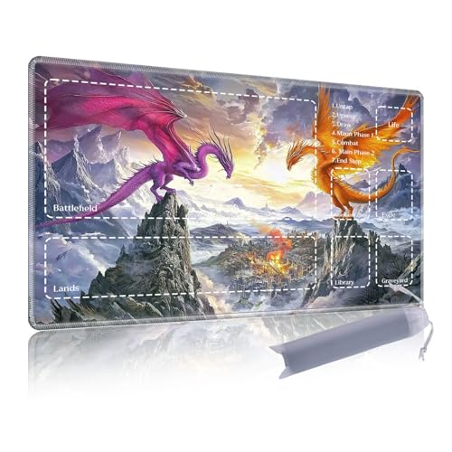 Premium CCG Playmat with 6 Gaming Zones | 28x16 Non-Slip Rubber Surface MTG Mat | Black Play Card Storage Pouch for TCG Playmat | Dragon Age - color: Dragon Age, size: 15.7*27.6 in