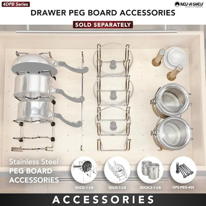 Rev-A-Shelf Pegboard Drawer Divider Organizer, Trim to Custom Fit Wooden Kitchen Cabinet Storage Utensil, Pots & Dish Rack, 39" x 21", 4DPS-3921 - size: 39" W x 21" D