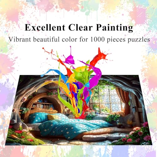 Jigsaw Puzzle for Adults, 1000 Pieces, Room with Poster, Fits Perfectly Between Them, Letters on the Back, Dust-free, Gift for Elderly (70 x 50 cm) - color: Room