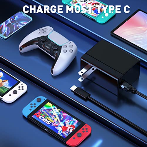 Charger for Nintendo Switch with 5FT Charging Cable, AC Power Supply Adapter for Nintendo Switch/LITE/OLED Work as Original Charger, Support Switch TV Dock Mode Output 15V2.6A USB C Chargers - size: 5FT