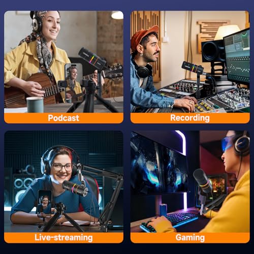 COMICA EJoy D10(A) USB/XLR Dynamic Gaming Mic with Boom Arm, Noise Cancel | Cardioid Dynamic Capsule, 48khz/24bit, 4-Level Gain & Real-Time Monitor, Streaming Microphone for Gamers Pc/Laptop/Ps5 - color: Black